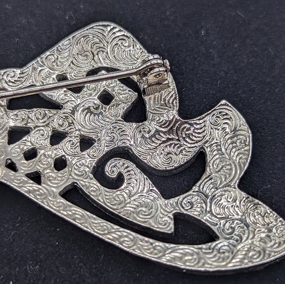 Silver Toned Vintage Large Marcasite Bow Brooch - J-011 - Picture 2 of 4